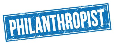 Mavi grungy dikdörtgen damga işareti üzerinde PHILANTHROPIST metin.