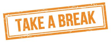 Turuncu grungy vintage dikdörtgen damgalı bir mola metni al.