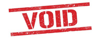 Kırmızı grungy dikdörtgen damga işareti üzerinde VOID metin.