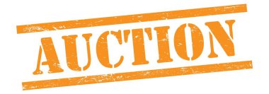 Sarı dikdörtgen damgada açık artırma kelimesi