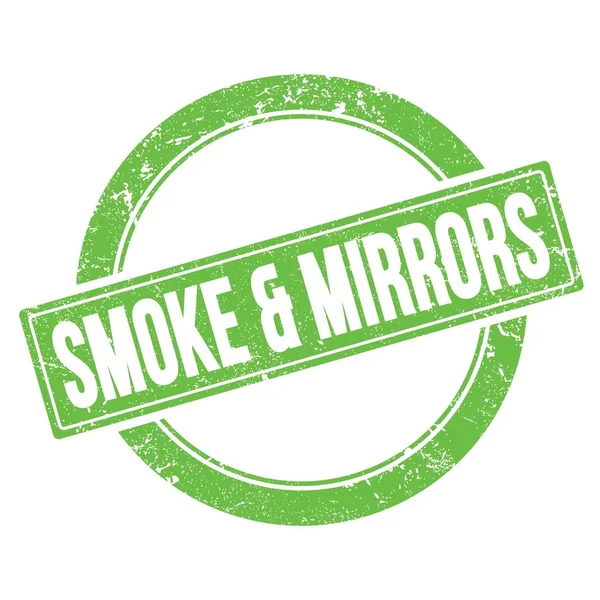 Smoke Mirrors Szöveg Zöld Grungy Kerek Vintage Bélyegző — Stock Fotó