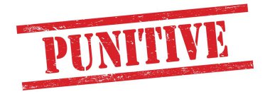Kırmızı grungy vintage kauçuk damga üzerine PUNITIVE metin.