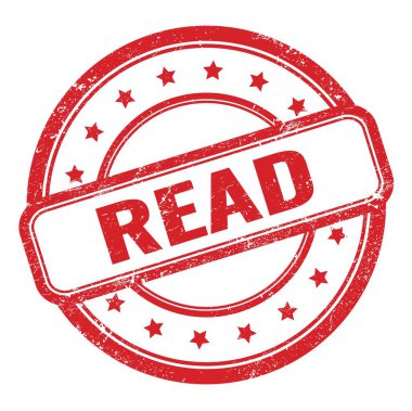 Kırmızı grungy vintage yuvarlak kauçuk damga üzerine metin oku.