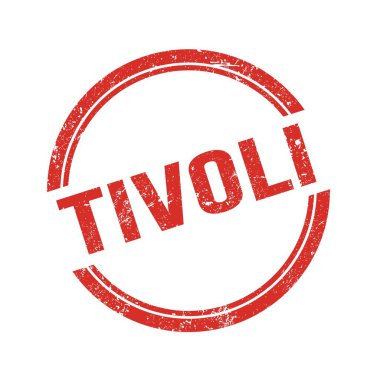 Kırmızı grungy vintage yuvarlak damga üzerine yazılmış TIVOLI metin.
