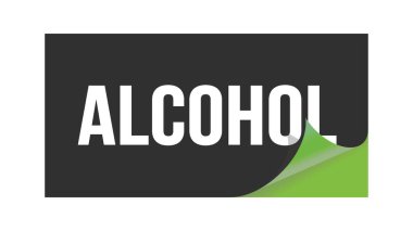Siyah yeşil etiket damgası üzerine yazılmış ALCOHOL metni.