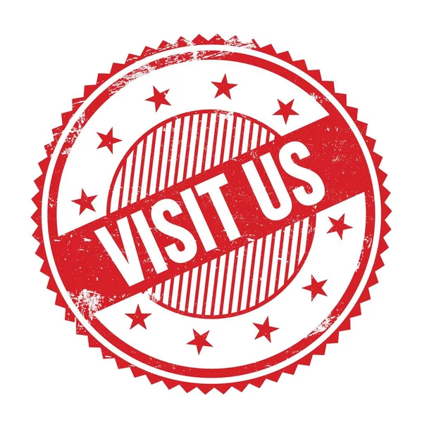 VISIT ABD metin kırmızı grungy zig zag kenarları yuvarlak pul.