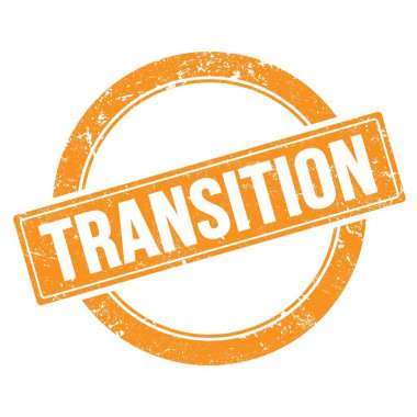 TRANSITION metin turuncu grungy yuvarlak vintage pul.