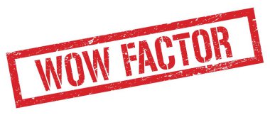 Wow FACTOR kırmızı grungy dikdörtgen damgası işareti.