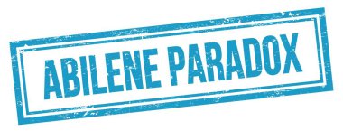 ABILENE PARADOX mavi grungy vintage dikdörtgen damgalı metin.