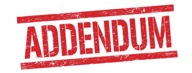 Kırmızı grungy dikdörtgen damga işareti üzerindeki ADDENDUM metni.