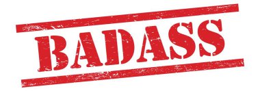 BaDASS 'ın kırmızı, kirli, eski, lastik damgalı metni..