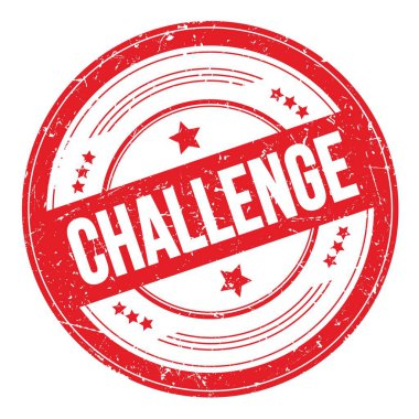 Kırmızı yuvarlak grungy desen damgalı CHALLENGE metin.