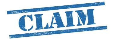 Mavi grungy vintage kauçuk damga üzerine CLAIM metni.