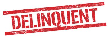 Kırmızı grungy dikdörtgen damga işareti üzerinde DELQUENT metin.