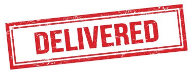 Kırmızı grungy vintage dikdörtgen damgalı DELIVERED metin.