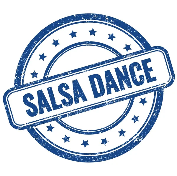 Salsa Dance Tekst Niebieski Vintage Grungy Okrągły Znaczek Gumy — Zdjęcie stockowe