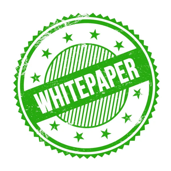 Whitepaper Tekst Geschreven Groene Grungy Zig Zag Grenzen Ronde Stempel — Stockfoto