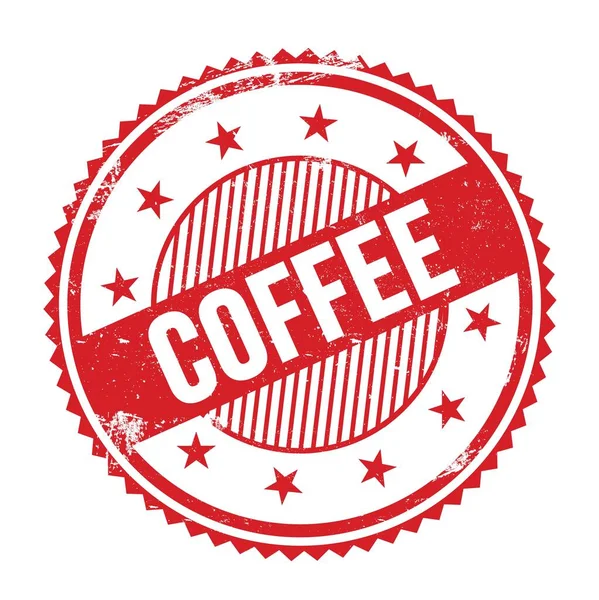 Текст Coffee Написаний Круглому Штампі Червоного Гранжевого Зигзагу — стокове фото