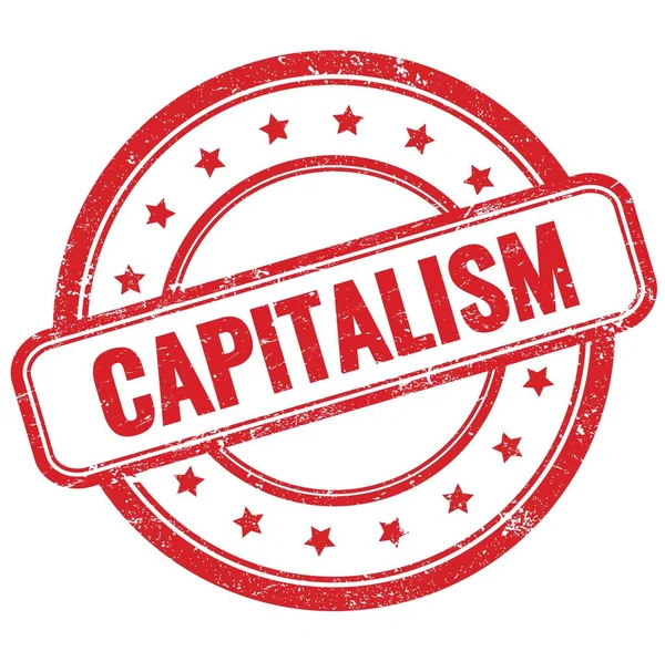 Capitalism Text Röd Vintage Grungy Runda Gummi Stämpel — Stockfoto