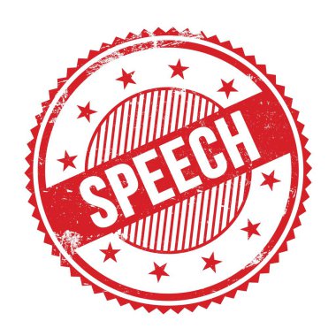 Kırmızı yuvarlak damgalı SPEECH sözcüğü