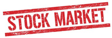 Kırmızı grungy dikdörtgen işareti üzerinde STOCK MARKET metni.