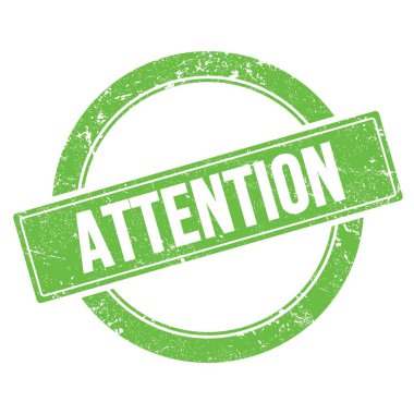 Yeşil grungy yuvarlak vintage damga üzerinde ATTENTION metin.