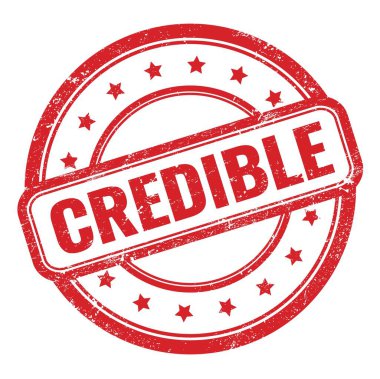 Kırmızı grungy vintage yuvarlak kauçuk damgalı CREDIBLE metin.