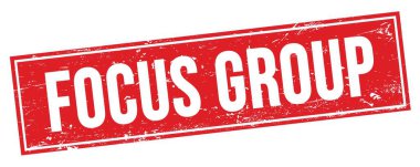 Kırmızı grungy dikdörtgen işareti üzerinde FOCUS GROUP metni.