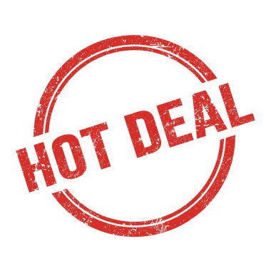 Kırmızı grungy vintage yuvarlak damgalı Hot DEAL metni.