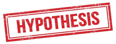 Kırmızı grungy vintage dikdörtgen damgalı HYPOTHESIS metni.