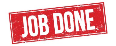 Kırmızı grungy dikdörtgen damga işareti üzerinde iş bitirme metni.