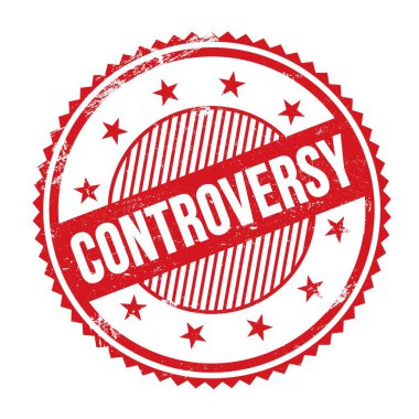 Kırmızı grungy zig zag kenarları yuvarlak mühür üzerine yazılmış CONTROVERSY metin.