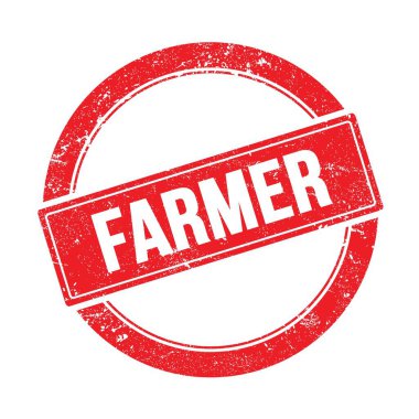 Kırmızı grungy yuvarlak vintage pul üzerinde Farmer metin.