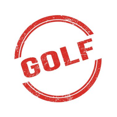 Kırmızı grungy vintage yuvarlak pulu üzerine yazılmış GOLF metni.