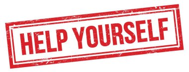 Kırmızı grungy vintage dikdörtgen damgası üzerine kendi kendine yardım metni.