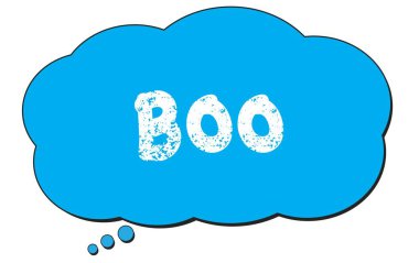 Mavi düşünce bulutu üzerine yazılmış BOO metni.