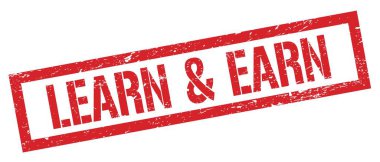 LeARN & Kulak kırmızı grungy dikdörtgen damgası işareti.