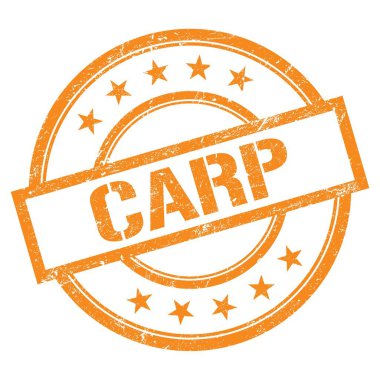 Turuncu yuvarlak vintage kauçuk damgalı CARP metni.