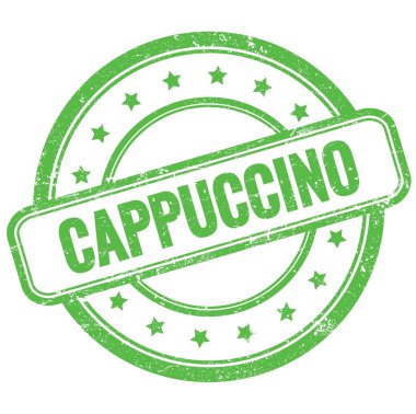 Yeşil vintage grungy üzerine CAPPUCCINO metin yuvarlak kauçuk damga.