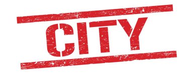 Kırmızı grungy dikdörtgen damga işareti üzerinde şehir metni.