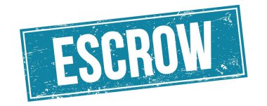 Mavi grungy dikdörtgen damga işareti üzerinde ESCROW metni.