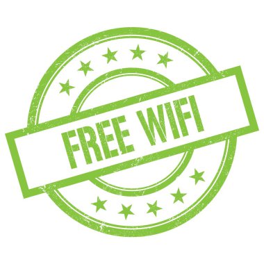 Yeşil yuvarlak vintage kauçuk damgalı ücretsiz WIFI metni.
