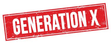 GENERATION X metin kırmızı grungy dikdörtgen işareti üzerinde.