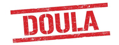 Kırmızı grungy dikdörtgen damga işareti üzerine DOULA metni.