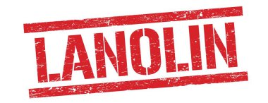 Kırmızı grungy dikdörtgen damga işareti üzerinde LANOLIN metin.