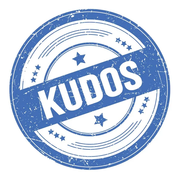 Kudos Szöveg Kék Kerek Grungy Textúra Bélyegző — Stock Fotó