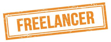 Turuncu grungy vintage dikdörtgen damgalı FREELANCER metin.