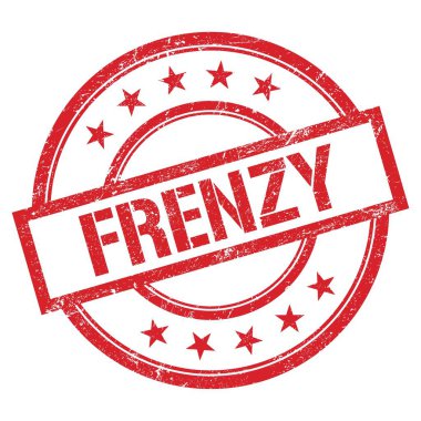 Kırmızı yuvarlak vintage kauçuk damgalı FRENZY metin.
