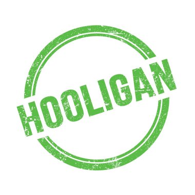Yeşil grungy vintage yuvarlak damga üzerine yazılmış HOOLIGAN metin.