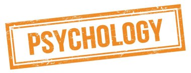 Turuncu grungy vintage dikdörtgen damgalı PSYCHOLOGY metin.